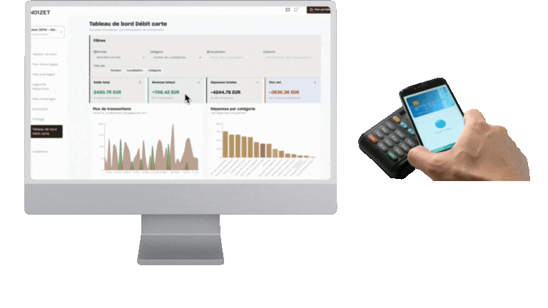 Démonstration de l'application N01ZET - Tableau de bord et paiement sans contact